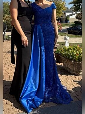 CUSTOM MADE Royal Blue Beaded Evening Gown